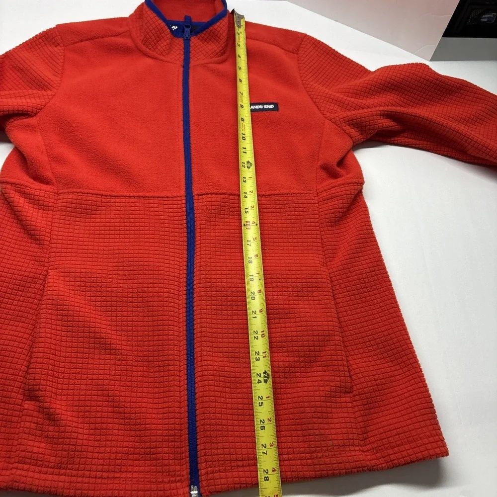 Women's Lands End Orange Fleece Full zip Size 14-16‎ Lg